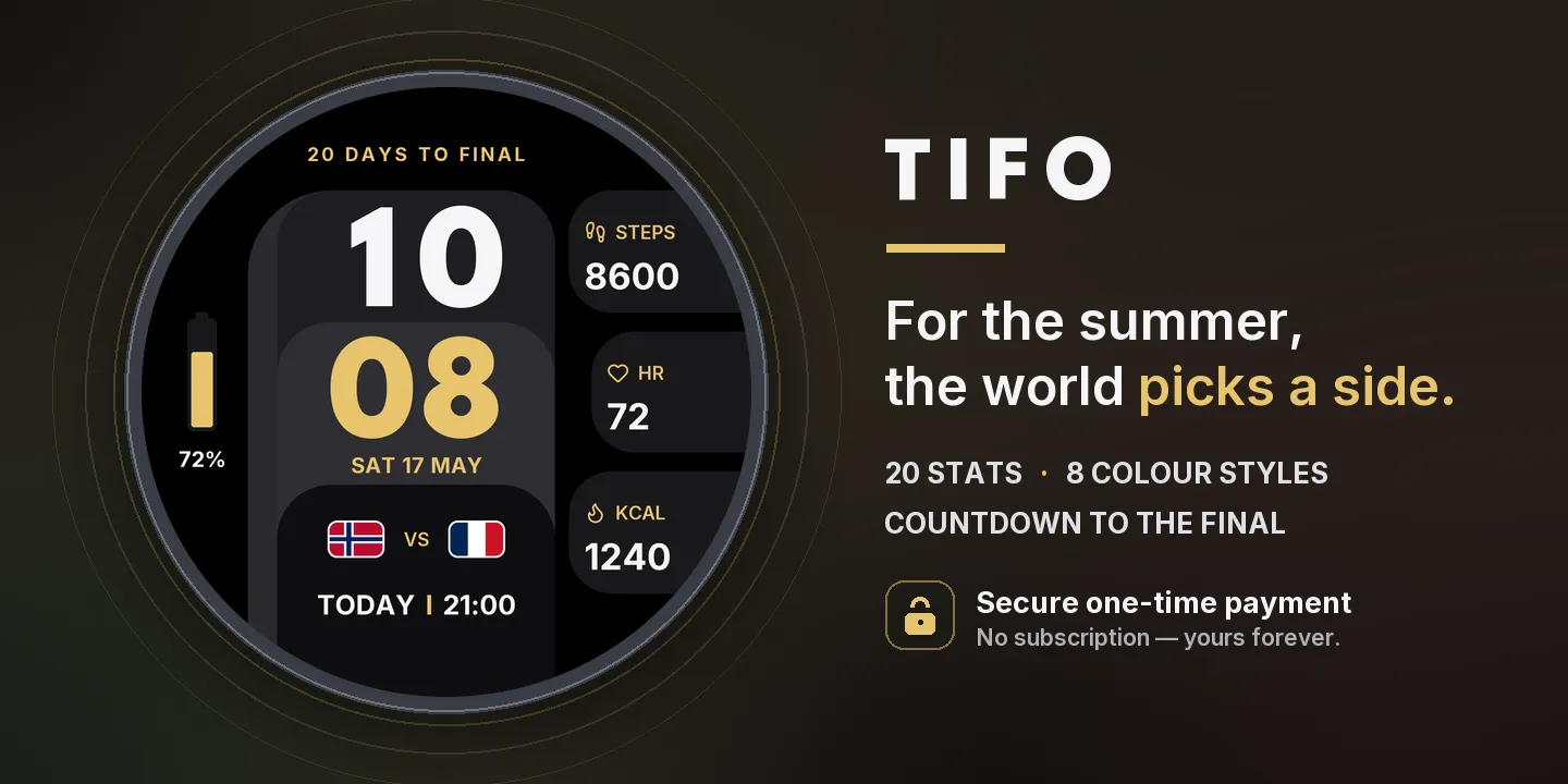 Tifo watch face on a wrist