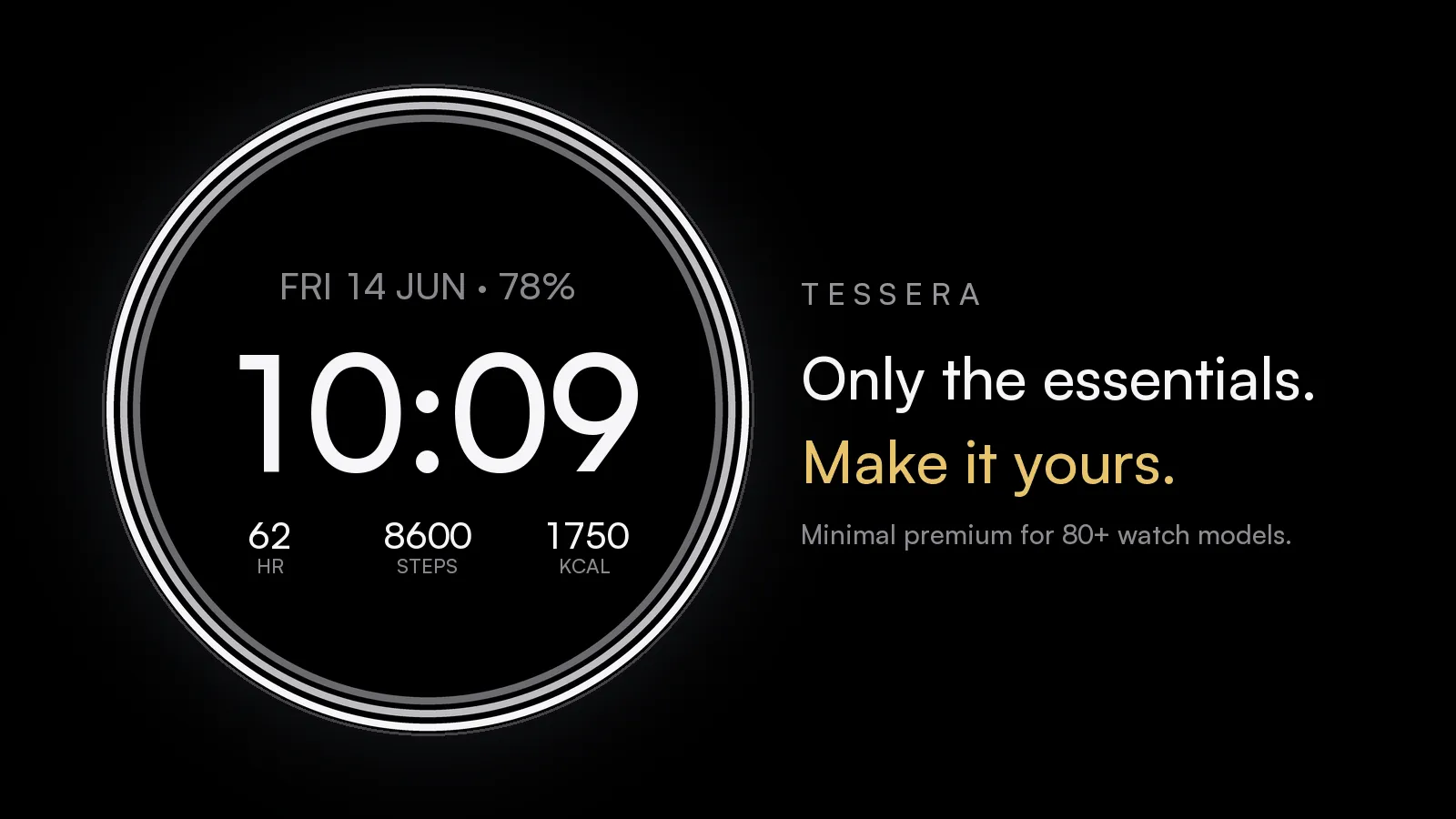 Tessera watch face, Goals mode with progress arcs